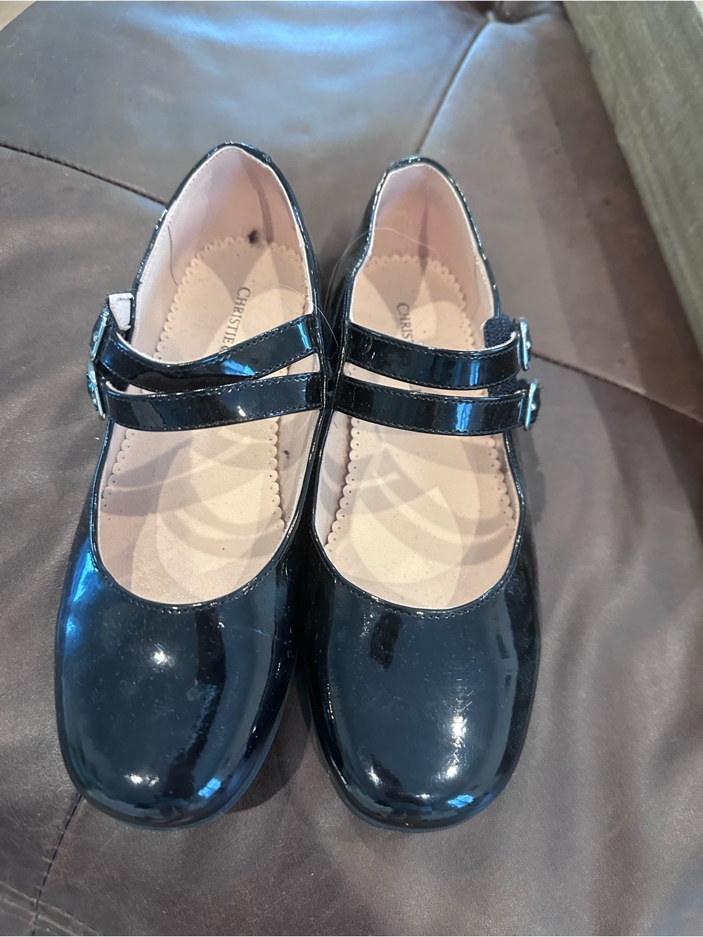 Girls' Black Patent Double-Strap Dress Shoes